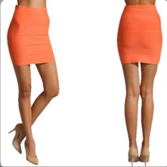 NWT Orange Pink BCBG BCBGMaxAzria Simone Bandage Skirt XS - Picture 1 of 2